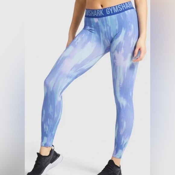 Gymshark Seamless Printed Leggings Blue - Picture 1 of 8